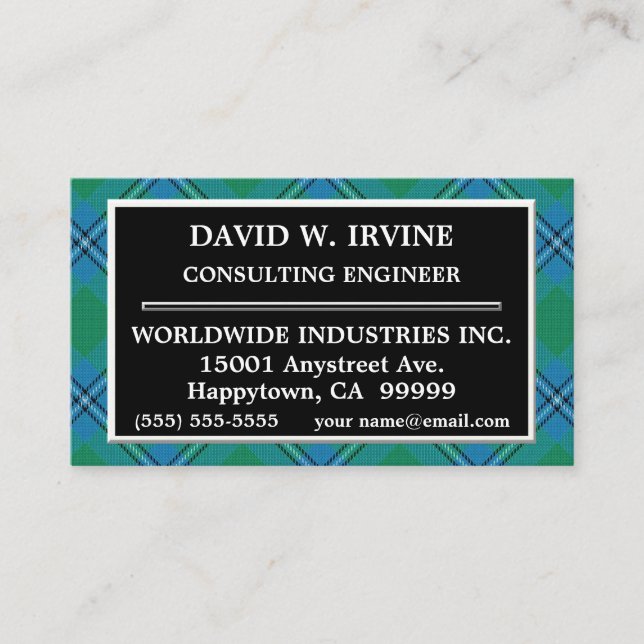 Scottish Clan Irvine Irwin Tartan Plaid Business Card (Front)