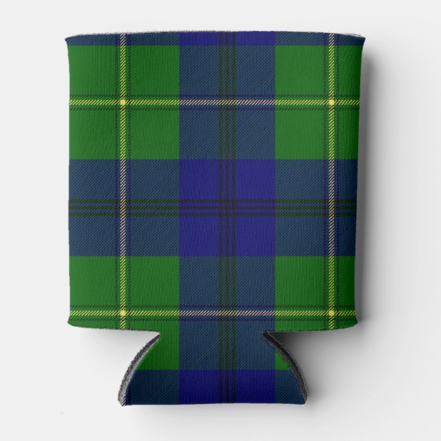 Scottish Clan Johnston Tartan Plaid Can Cooler (Front)