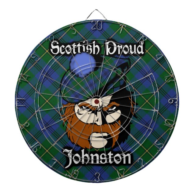 Scottish Clan Johnstone Johnston Tartan Dartboard (Front)