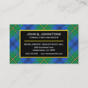 Scottish Clan Johnstone Johnston Tartan Plaid Business Card