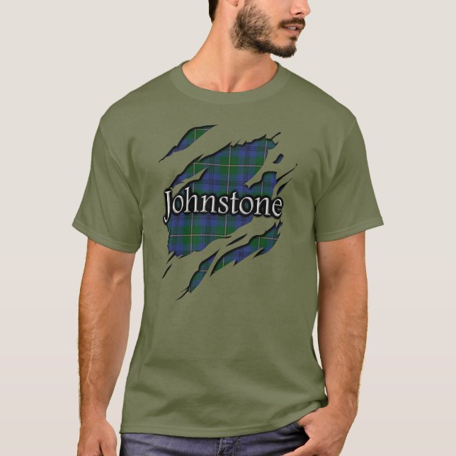 Scottish Clan Johnstone Johnston Tartan Spirit T-Shirt (Front)