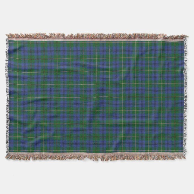Scottish Clan Johnstone Johnston Tartan Throw Blanket (Front)