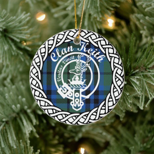 Scottish Clan Keith Tartan and Crest Ceramic Tree Decoration (Tree)