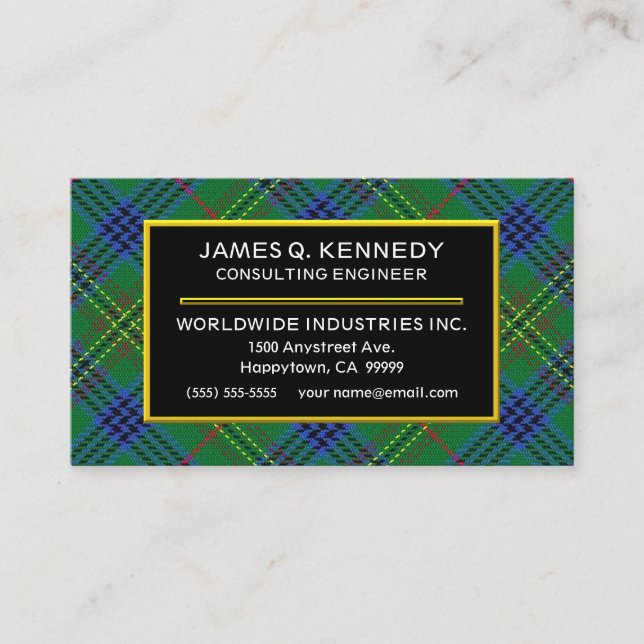 Scottish Clan Kennedy Tartan Plaid Business Card (Front)