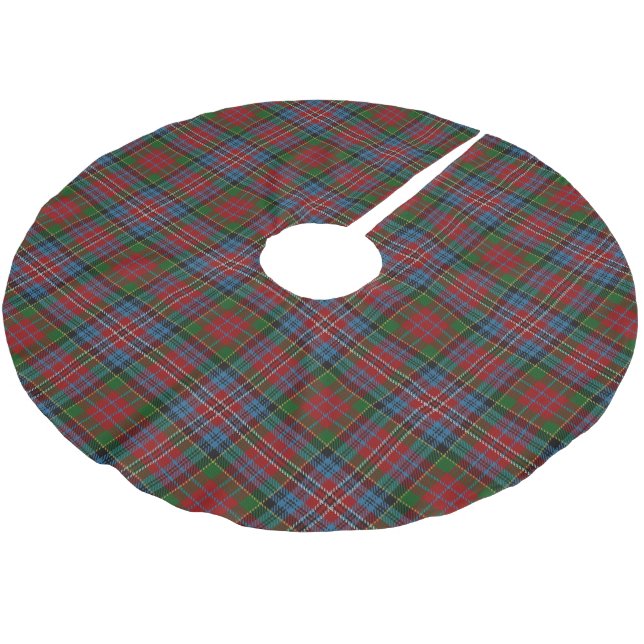 Scottish Clan Kidd Red Green Blue Tartan Brushed Polyester Tree Skirt (Angled)