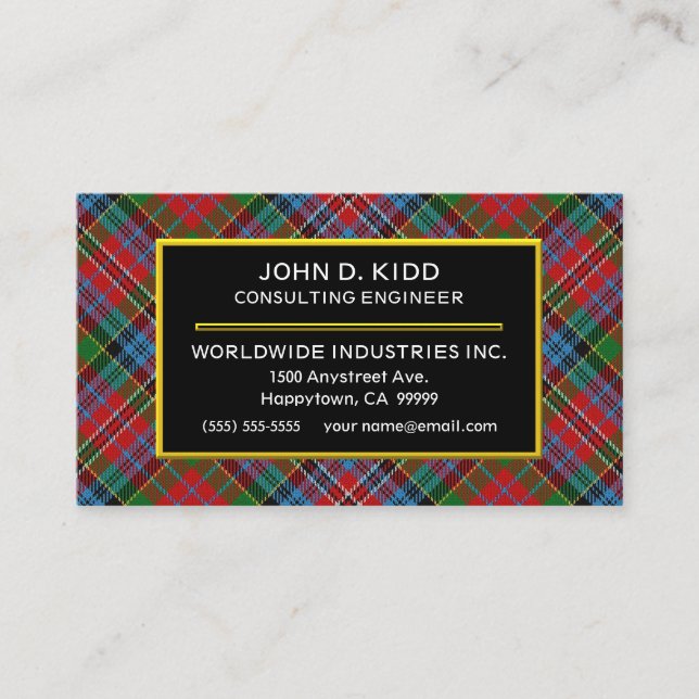Scottish Clan Kidd Tartan Plaid Business Card (Front)