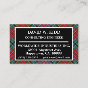 Scottish Clan Kidd Tartan Plaid Business Card