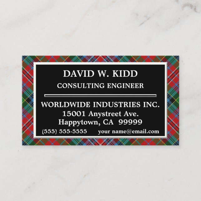 Scottish Clan Kidd Tartan Plaid Business Card (Front)