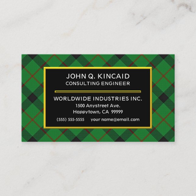 Scottish Clan Kincaid Tartan Plaid Business Card (Front)