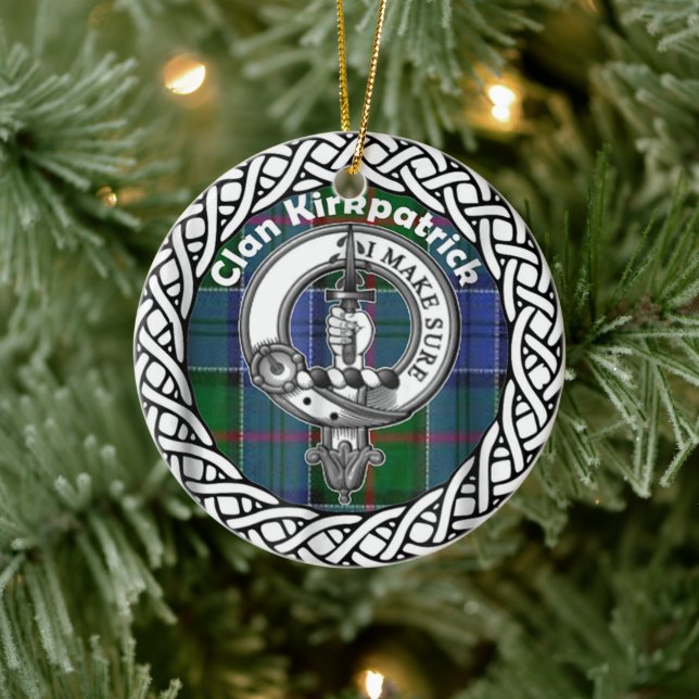 Scottish Clan Kirkpatrick Old Tartan and Crest Ceramic Tree Decoration (Tree)