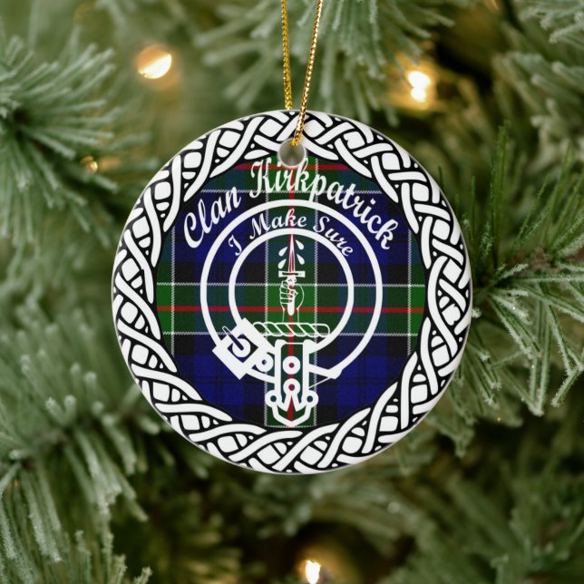 Scottish Clan Kirkpatrick Tartan and Crest Ceramic Tree Decoration (Tree)