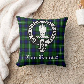 Scottish Clan Lamont Crest Badge and Tartan Cushion