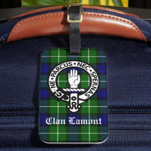 Scottish Clan Lamont Crest Badge and Tartan Luggage Tag