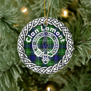 Scottish Clan Lamont Tartan and Crest Ceramic Tree Decoration