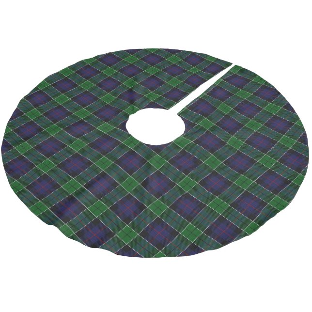 Scottish Clan Leslie Blue Green Tartan Brushed Polyester Tree Skirt (Angled)