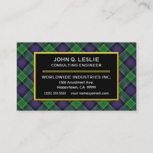 Scottish Clan Leslie Hunting Tartan Plaid Business Card