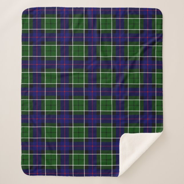 Scottish Clan Leslie Tartan Plaid Sherpa Blanket (Front)