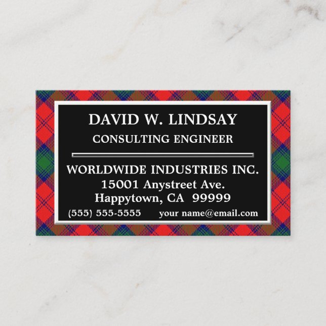 Scottish Clan Lindsay Tartan Plaid Business Card (Front)