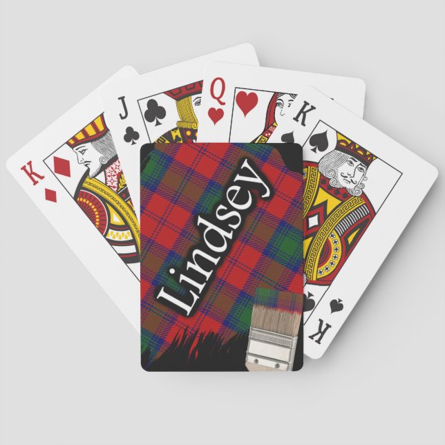 Scottish Clan Lindsey Lindsay Tartan Paint Brush Playing Cards (Back)