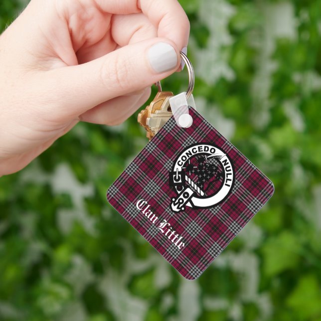 Scottish Clan Little Crest Badge and Tartan Custom Key Ring (Hand)