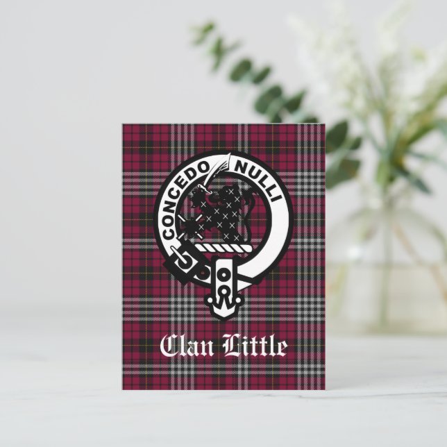 Scottish Clan Little Crest Badge and Tartan Custom Postcard (Standing Front)