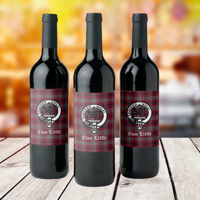 Scottish Clan Little Crest Badge and Tartan Custom Wine Label (Creator Uploaded)