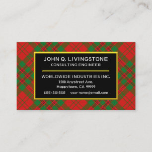 Scottish Clan Livingstone Tartan Plaid Business Card