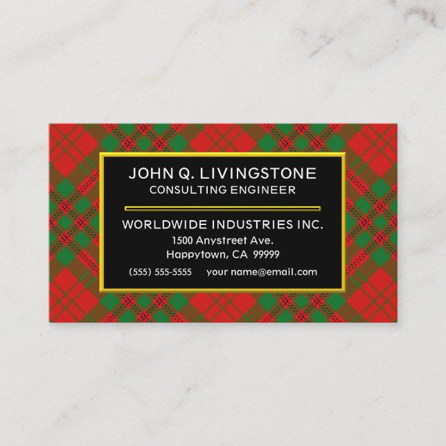 Scottish Clan Livingstone Tartan Plaid Business Card (Front)