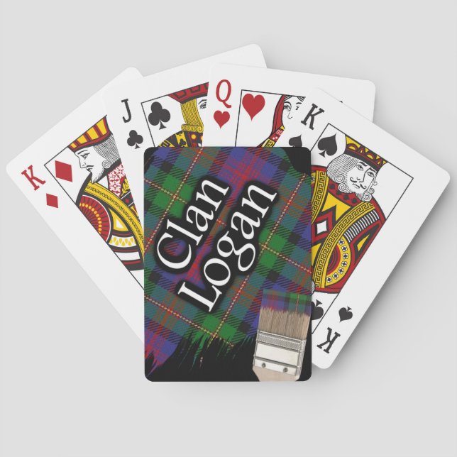 Scottish Clan Logan Tartan Paint Brush Playing Cards (Back)