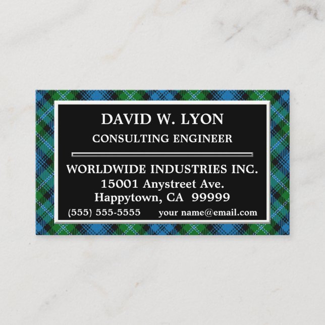 Scottish Clan Lyon Tartan Plaid Business Card (Front)