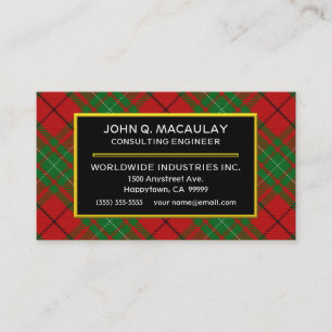 Scottish Clan MacAulay Tartan Plaid Business Card
