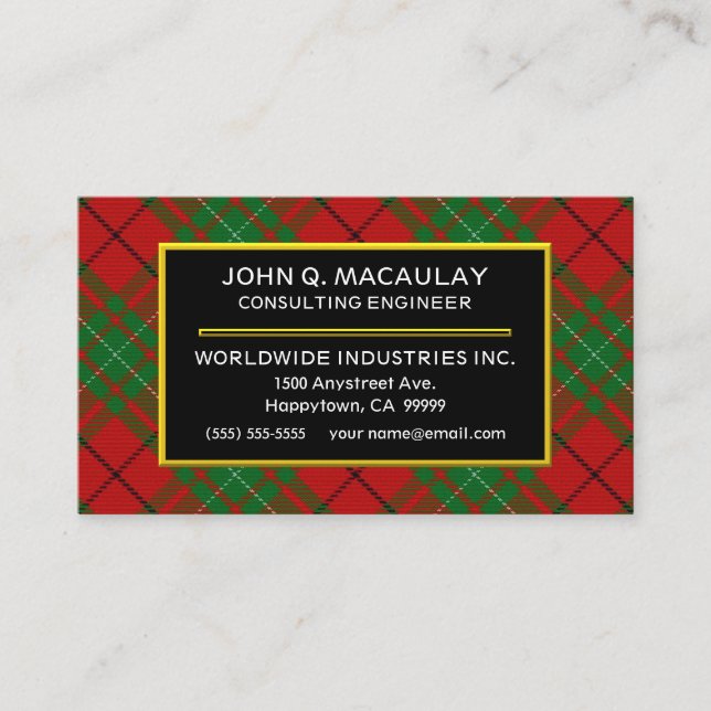 Scottish Clan MacAulay Tartan Plaid Business Card (Front)