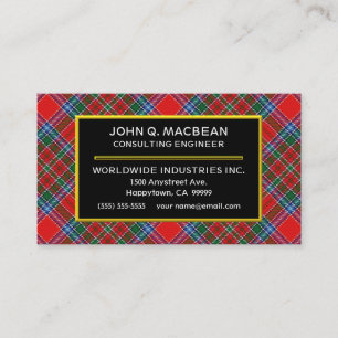 Scottish Clan MacBean MacBain Tartan Plaid Business Card