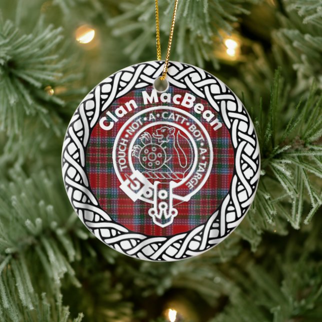 Scottish Clan MacBean Tartan and Crest Ceramic Tree Decoration (Tree)