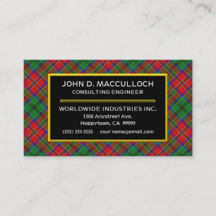 Scottish Clan MacCulloch Tartan Plaid Business Card