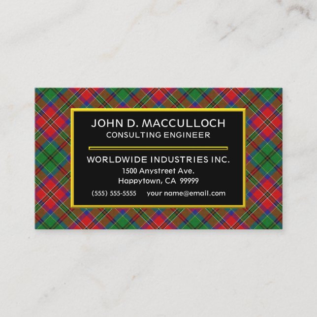 Scottish Clan MacCulloch Tartan Plaid Business Card (Front)