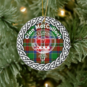 Scottish Clan MacCullock Tartan and Crest Ceramic Tree Decoration
