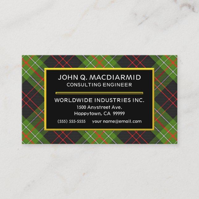 Scottish Clan MacDiarmid Tartan Plaid Business Card (Front)