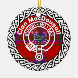 Scottish Clan MacDougall Tartan and Crest Ceramic Tree Decoration