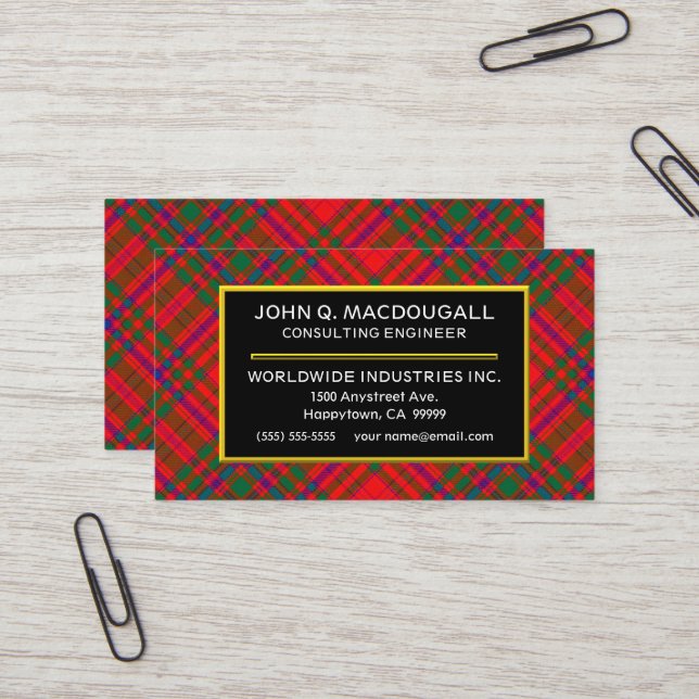 Scottish Clan MacDougall Tartan Plaid Business Card (Front/Back In Situ)