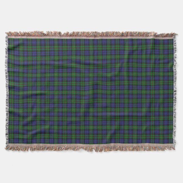 Scottish Clan MacEwen Ewen Tartan Throw Blanket (Front)