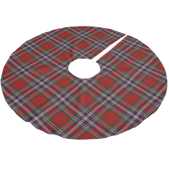 Scottish Clan MacFarlane Red Blue Tartan Brushed Polyester Tree Skirt (Angled)