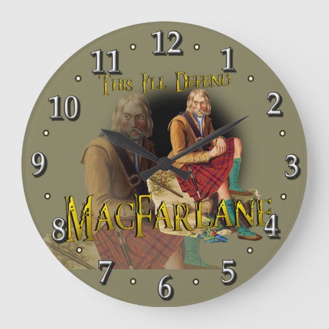 Scottish Clan MacFarlane Tartan Large Clock (Front)