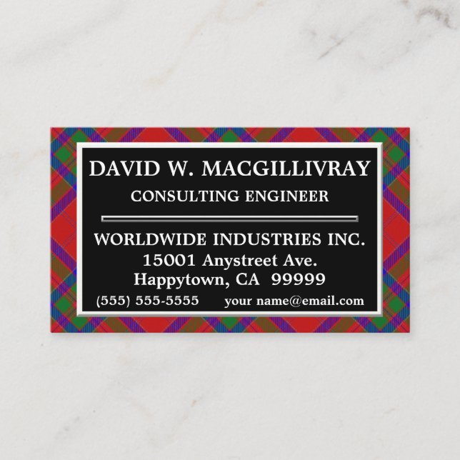 Scottish Clan MacGillivray Tartan Plaid Business Card (Front)