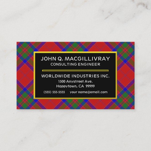 Scottish Clan MacGillivray Tartan Plaid Business Card (Front)