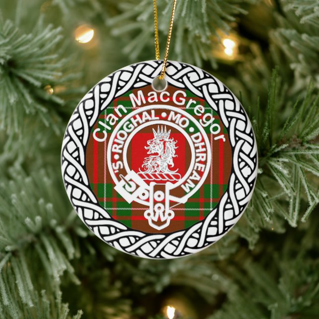 Scottish Clan MacGregor Tartan and Crest Ceramic Tree Decoration (Tree)