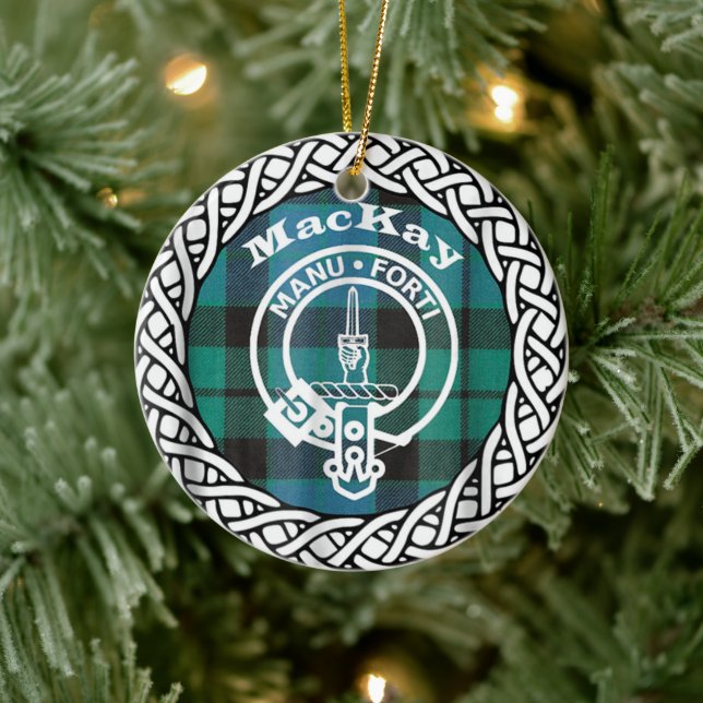 Scottish Clan MacKay Tartan and Crest Ceramic Tree Decoration (Tree)