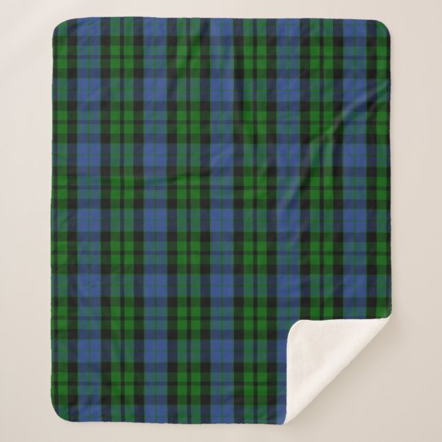 Scottish Clan MacKay Tartan Plaid Sherpa Blanket (Front)