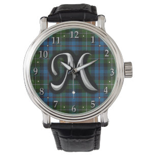 Scottish Clan MacKenzie Letter M Monogram Tartan Watch