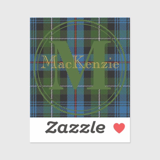 Scottish Clan MacKenzie Tartan Gold Name-Initial (Sheet)